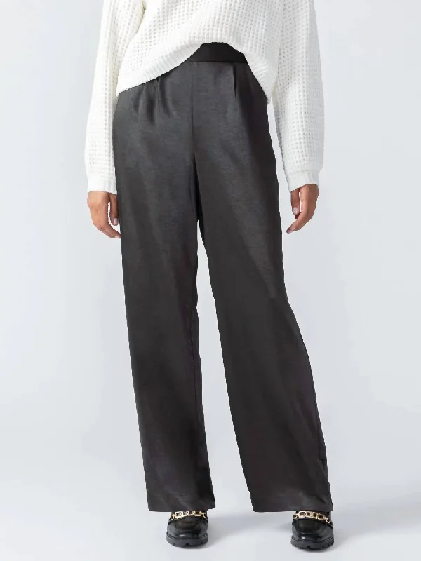 plus size denim pants Margo Satin Pant in Black