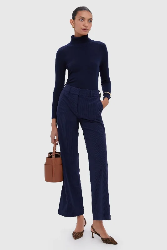 chic tuxedo pants for women Navy Wide Wale Corduroy Hunter Pants