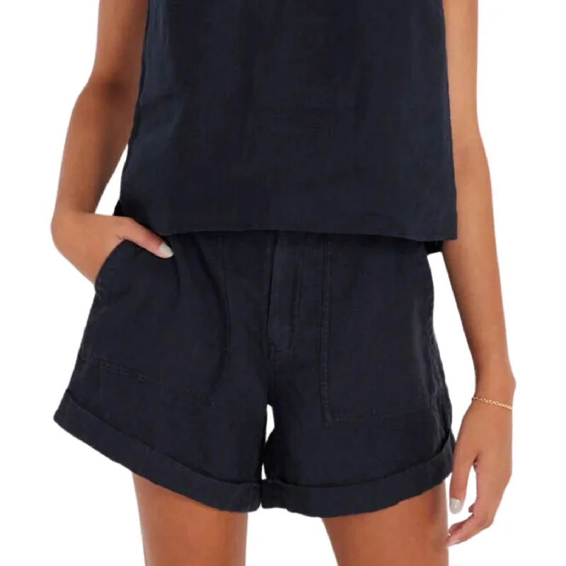 Light wash denim shorts Palmer Linen Short In Black