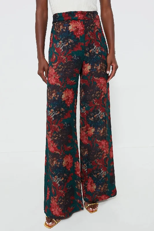 lightweight work pants for women Persimmon Floral Jacquard Versailles Pants