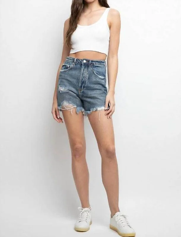 Women’s zippered shorts Peyton Jean Shorts In Blue