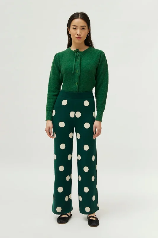 soft slim fit pants Polka Dot Knit Pant in Green