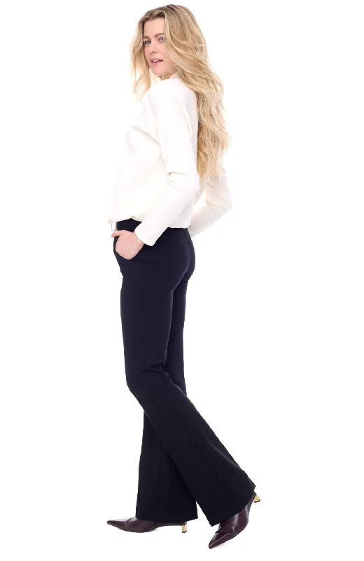 retro style bell bottom pants Ponte Boot Leg Trouser in Black