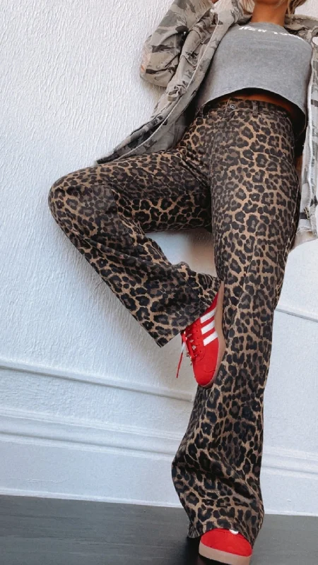 sleek dress pants for women Making Statements Ombré Leopard Print Pants