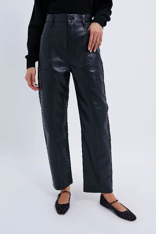 drawstring cotton pants Slate Black Taylor High Rise Bowed Straight Leg