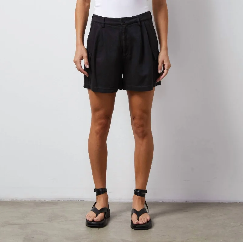 Women’s summer denim Soft Twill Cargo Short In Black