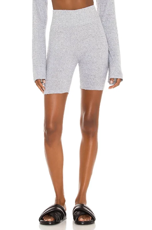 Denim travel shorts The Knit Rib Bike Short In Light Grey